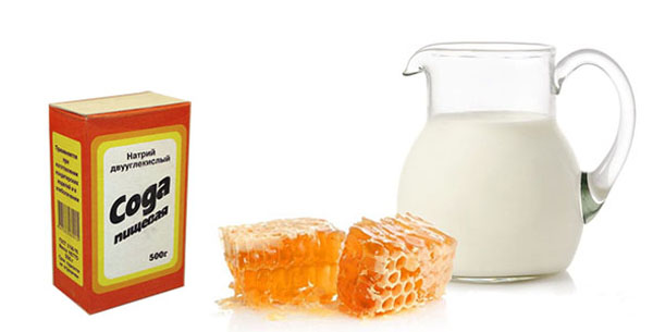 Пищевая сода, мед и молоко